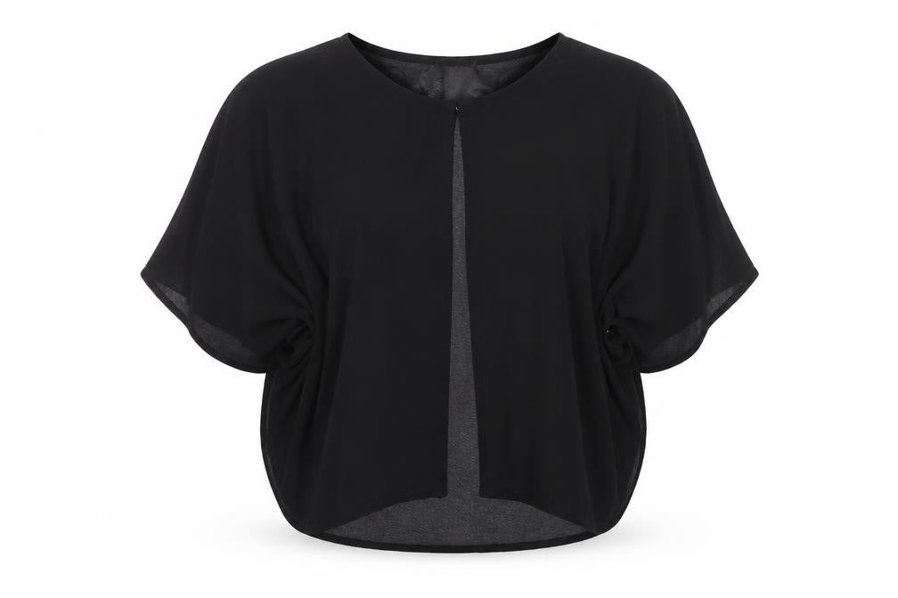 Klass Womens Black Polyester Kimono Blouse Size S Roll Neck