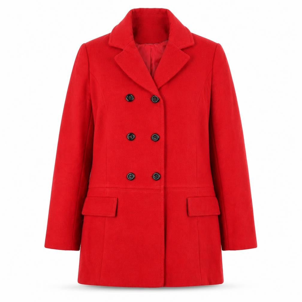 BHS Womens Red Pea Coat Coat Size 10 Button