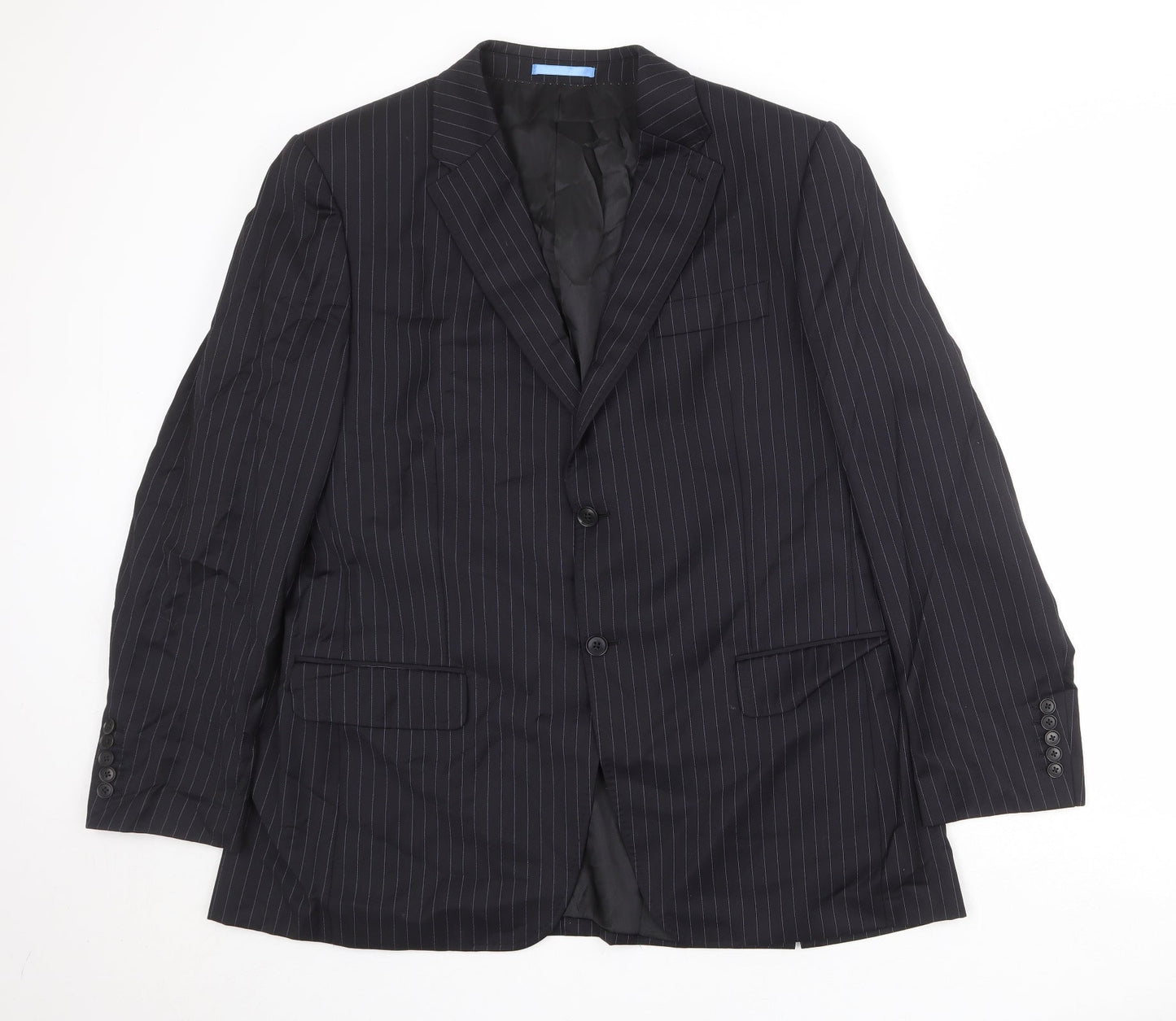 NEXT Mens Black Striped Wool Jacket Suit Jacket Size 46 Regular