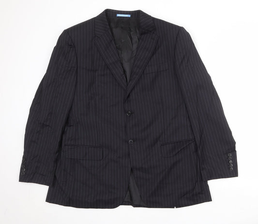 NEXT Mens Black Striped Wool Jacket Suit Jacket Size 46 Regular