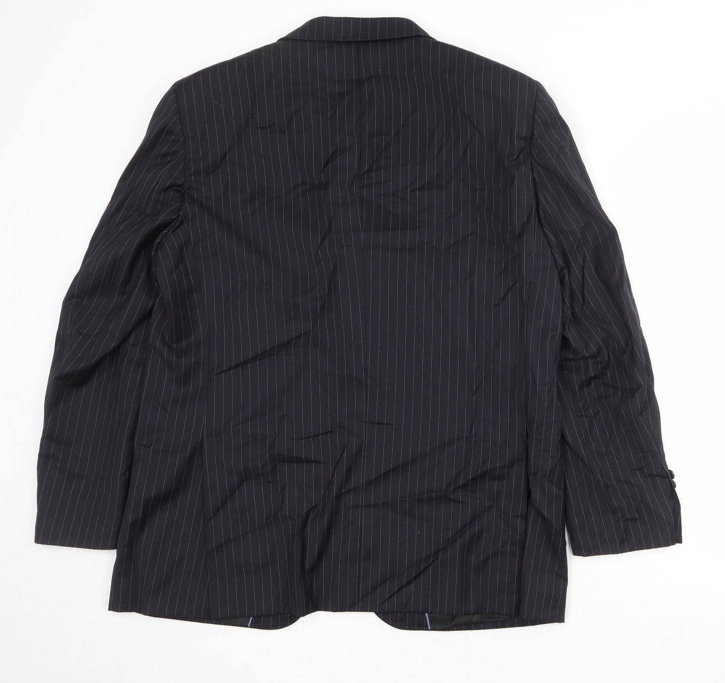 NEXT Mens Black Striped Wool Jacket Suit Jacket Size 46 Regular