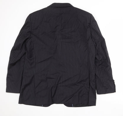 Next Mens Black Striped Wool Jacket Suit Jacket Size 46 Regular