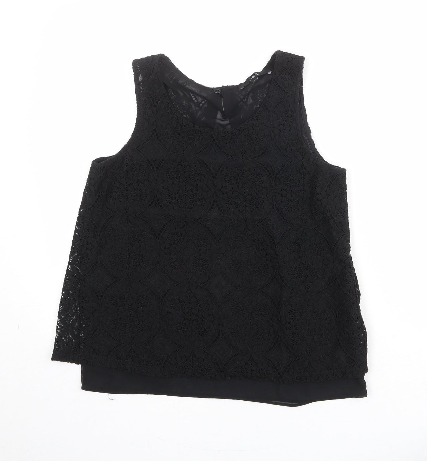 NEXT Womens Black Polyester Basic Tank Size 10 Round Neck