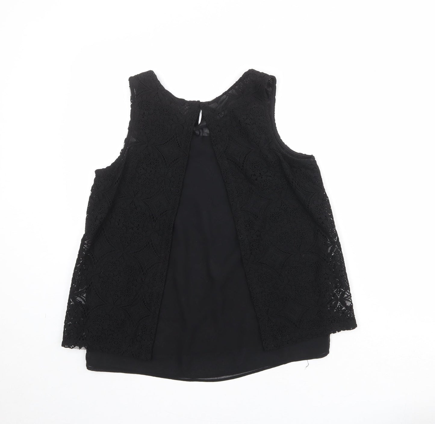 NEXT Womens Black Polyester Basic Tank Size 10 Round Neck