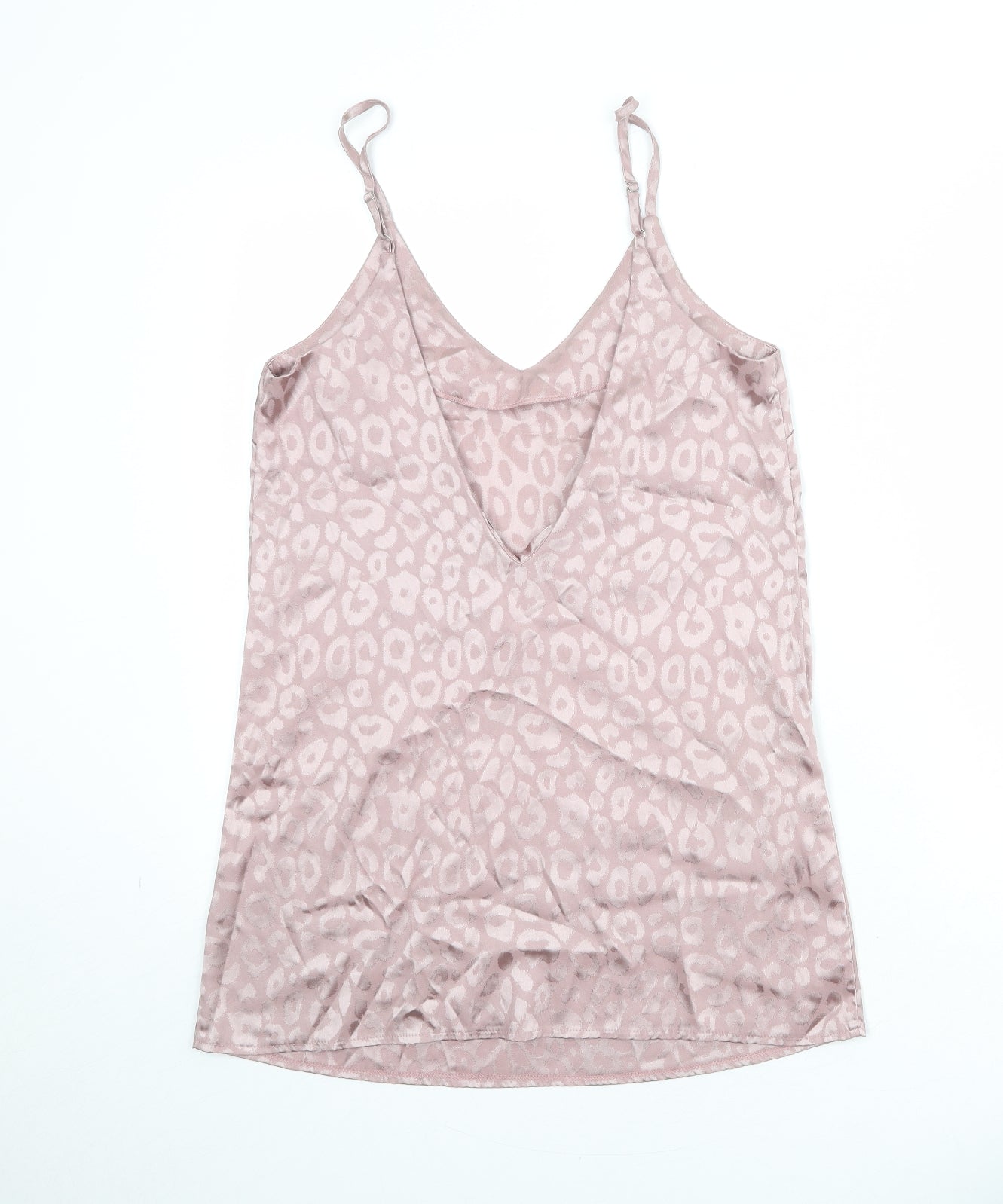 Missguided Womens Pink Geometric Polyester Basic Tank Size 10 V-Neck - Open Back