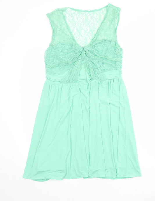 Coast Womens Green Polyester Fit & Flare Size 14 V-Neck Pullover - Lace Top
