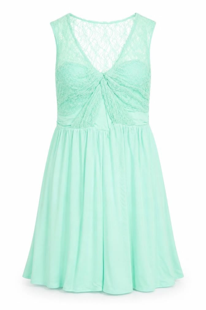 Coast Womens Green Polyester Fit & Flare Size 14 V-Neck Pullover - Lace Top