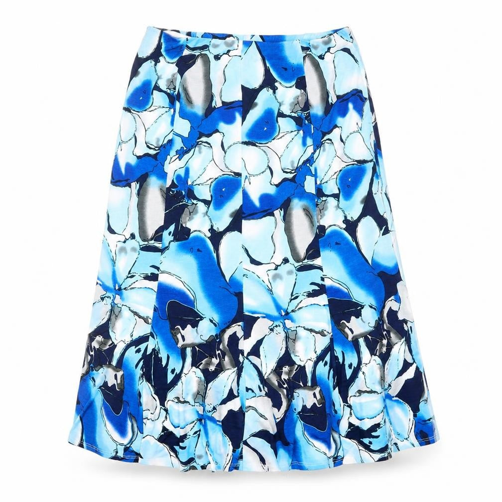 Saloos Womens Blue Geometric Polyester Swing Skirt Size 12