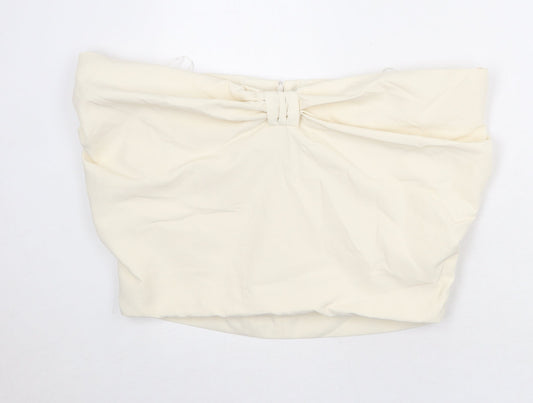 Zara Womens Ivory Polyamide Cropped Blouse Size M Off the Shoulder