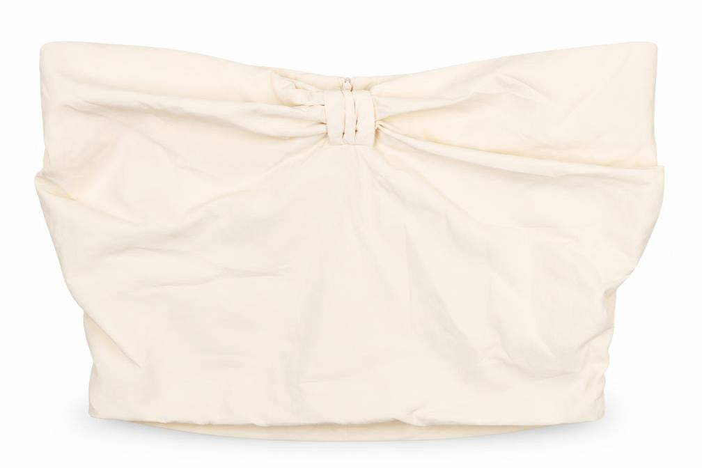 Zara Womens Ivory Polyamide Cropped Blouse Size M Off the Shoulder