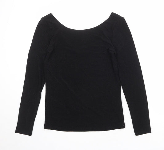 Soaked Womens Black Polyester Basic T-Shirt Size XL Round Neck