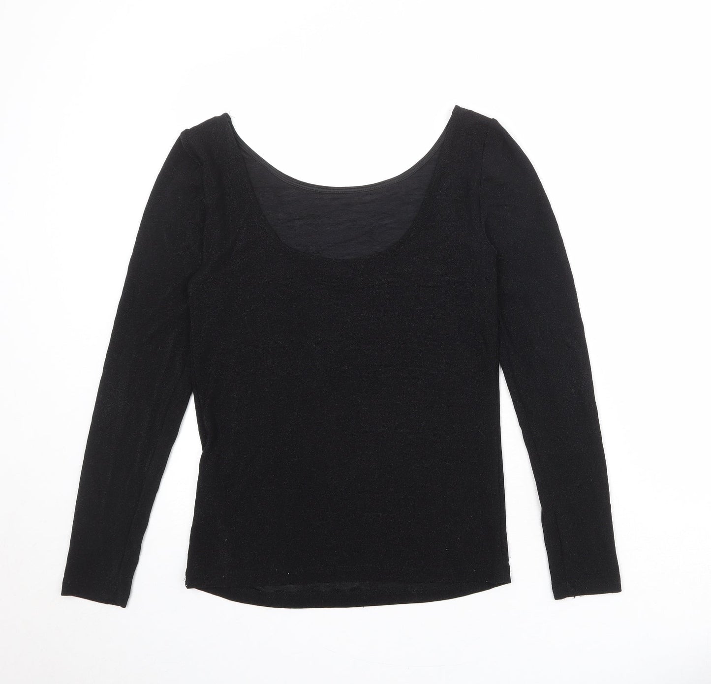 Soaked Womens Black Polyester Basic T-Shirt Size XL Round Neck