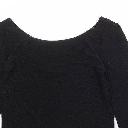 Soaked Womens Black Polyester Basic T-Shirt Size XL Round Neck
