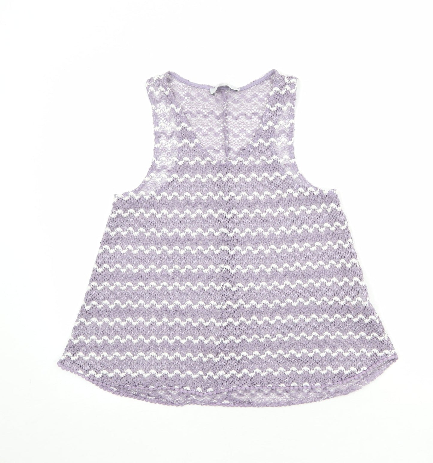 NEXT Womens Purple Geometric Polyester Basic Tank Size 8 Scoop Neck
