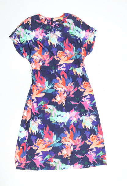 Next Womens Multicoloured Geometric Polyester A-Line Size 8 Round Neck Zip