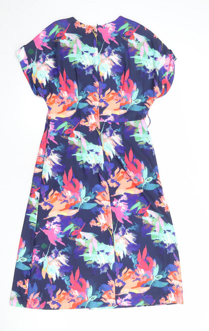 Next Womens Multicoloured Geometric Polyester A-Line Size 8 Round Neck Zip