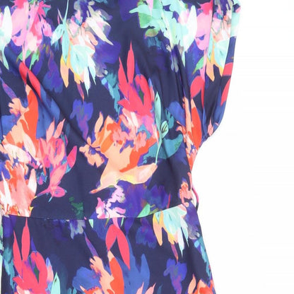 Next Womens Multicoloured Geometric Polyester A-Line Size 8 Round Neck Zip