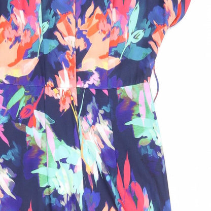 Next Womens Multicoloured Geometric Polyester A-Line Size 8 Round Neck Zip