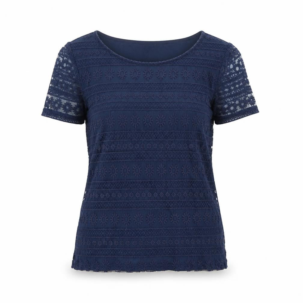 Oasis Womens Blue Cotton Basic T-Shirt Size S Round Neck