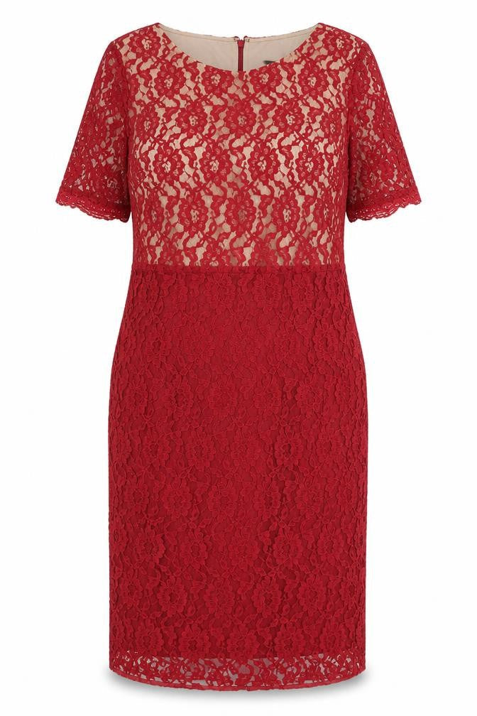 Savoir Womens Red Polyamide Sheath Size 14 Boat Neck Zip