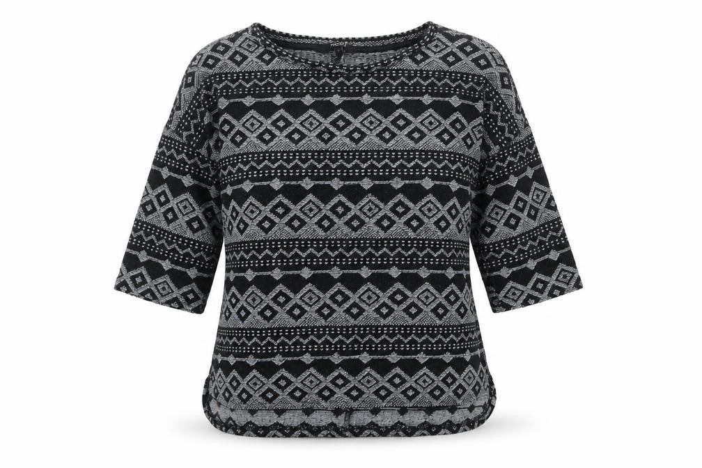 NEXT Womens Black Round Neck Geometric Polyester Pullover Jumper Size 8