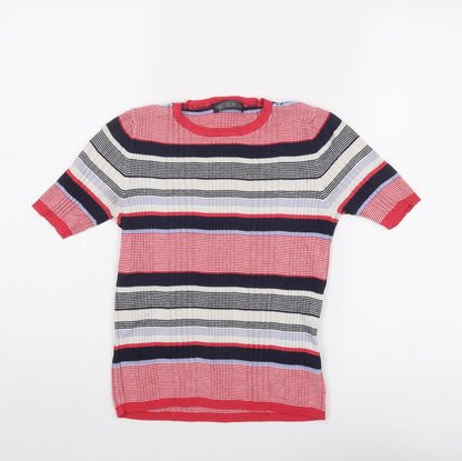 Marks & Spencer Womens Multicoloured Round Neck Striped Viscose Pullover Jumper Size 10