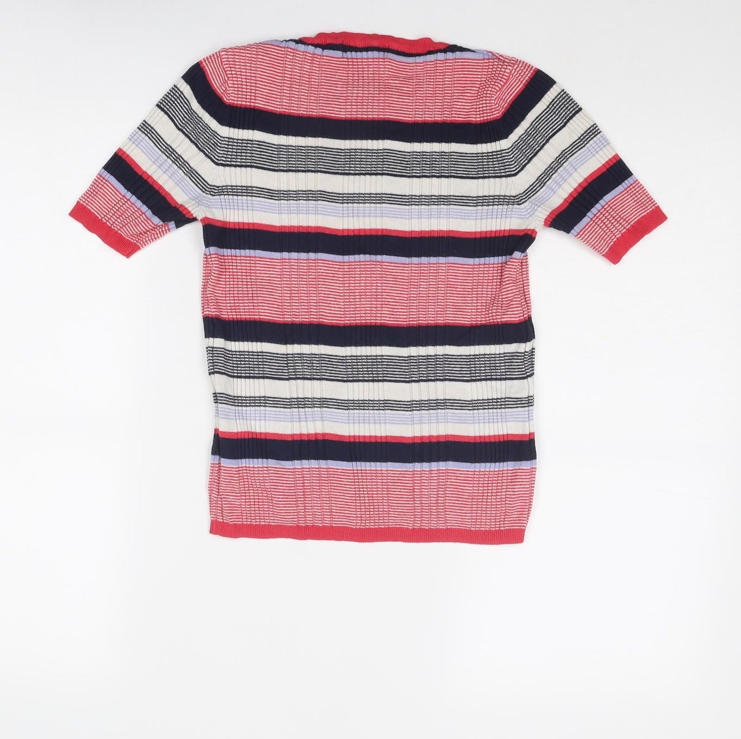 Marks and Spencer Womens Multicoloured Round Neck Striped Viscose Pullover Jumper Size 10