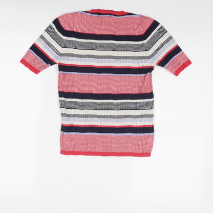 Marks & Spencer Womens Multicoloured Round Neck Striped Viscose Pullover Jumper Size 10