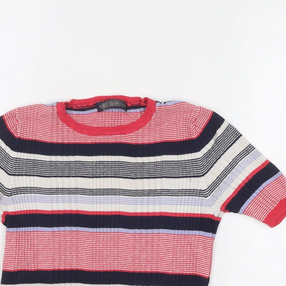 Marks & Spencer Womens Multicoloured Round Neck Striped Viscose Pullover Jumper Size 10