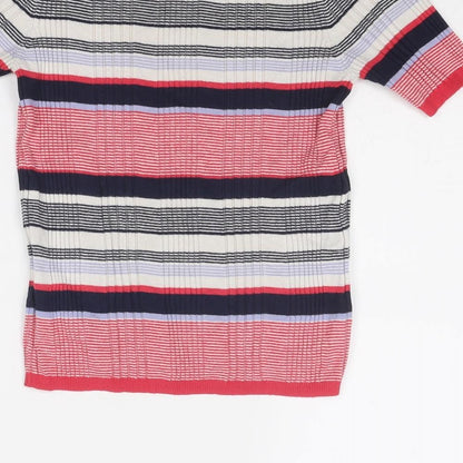 Marks & Spencer Womens Multicoloured Round Neck Striped Viscose Pullover Jumper Size 10