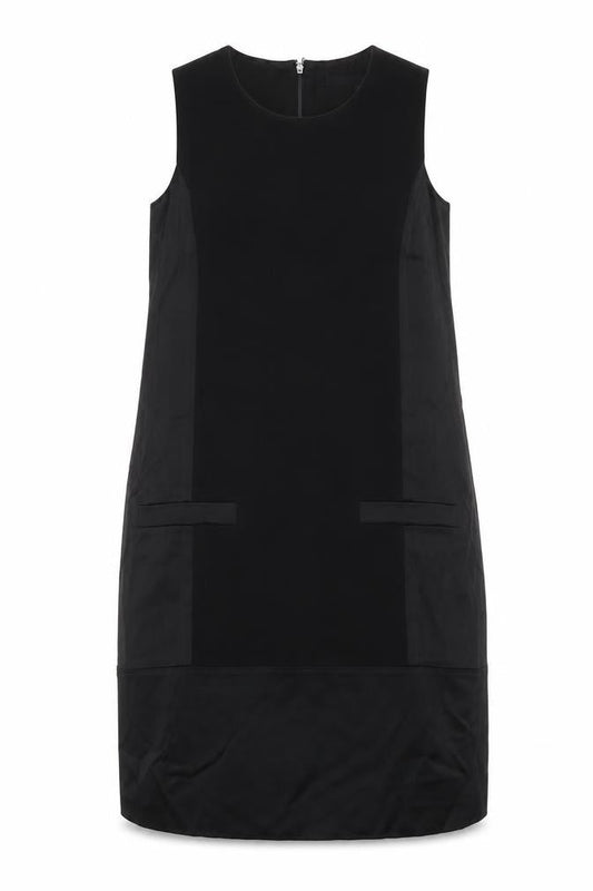 French Connection Womens Black Acetate Shift Size 8 Boat Neck Zip
