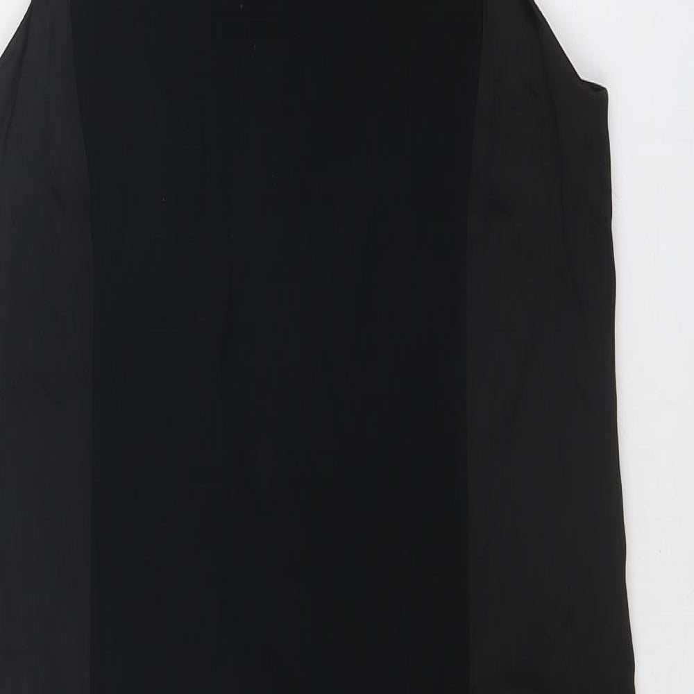 French Connection Womens Black Acetate Shift Size 8 Boat Neck Zip