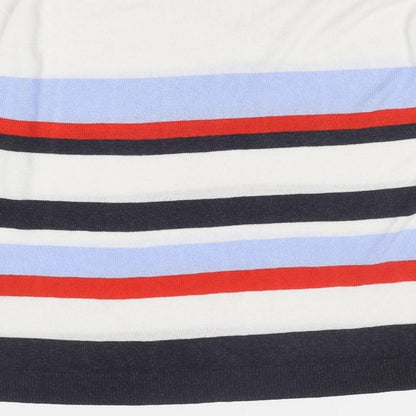 Marks & Spencer Womens Multicoloured V-Neck Striped Viscose Pullover Jumper Size 12