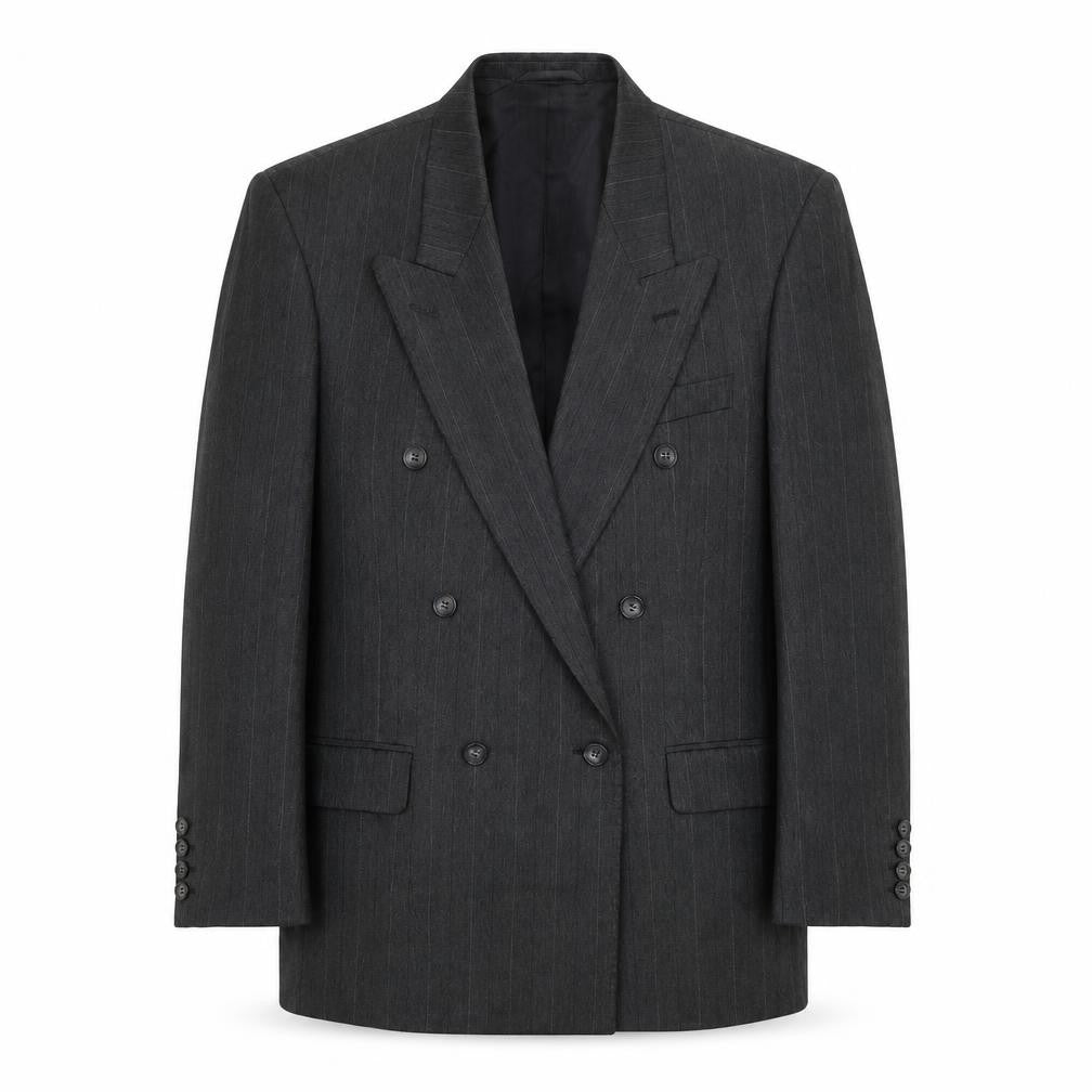 James Barry Mens Grey Striped Polyester Jacket Blazer Size 40 Regular