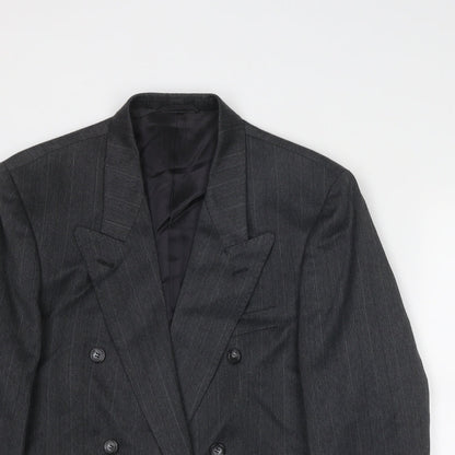 James Barry Mens Grey Striped Polyester Jacket Blazer Size 40 Regular