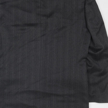 James Barry Mens Grey Striped Polyester Jacket Blazer Size 40 Regular