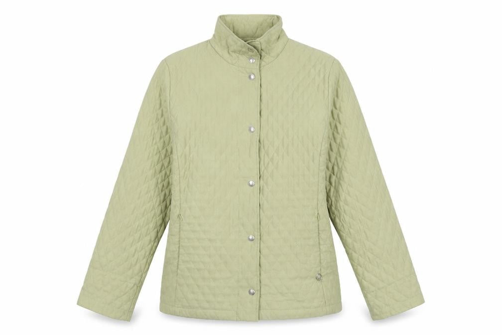 Frank Eden Womens Beige Quilted Jacket Size 10 Snap