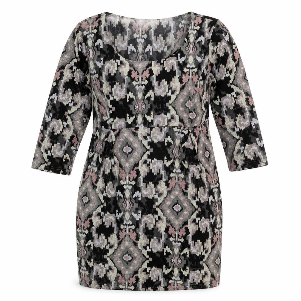 Lily Originals Womens Multicoloured Geometric Polyester Mini Size 12 Boat Neck Pullover