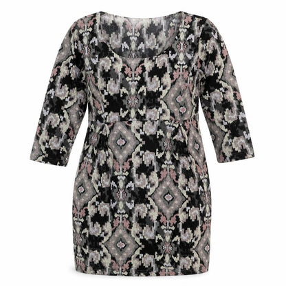 Lily Originals Womens Multicoloured Geometric Polyester Mini Size 12 Boat Neck Pullover