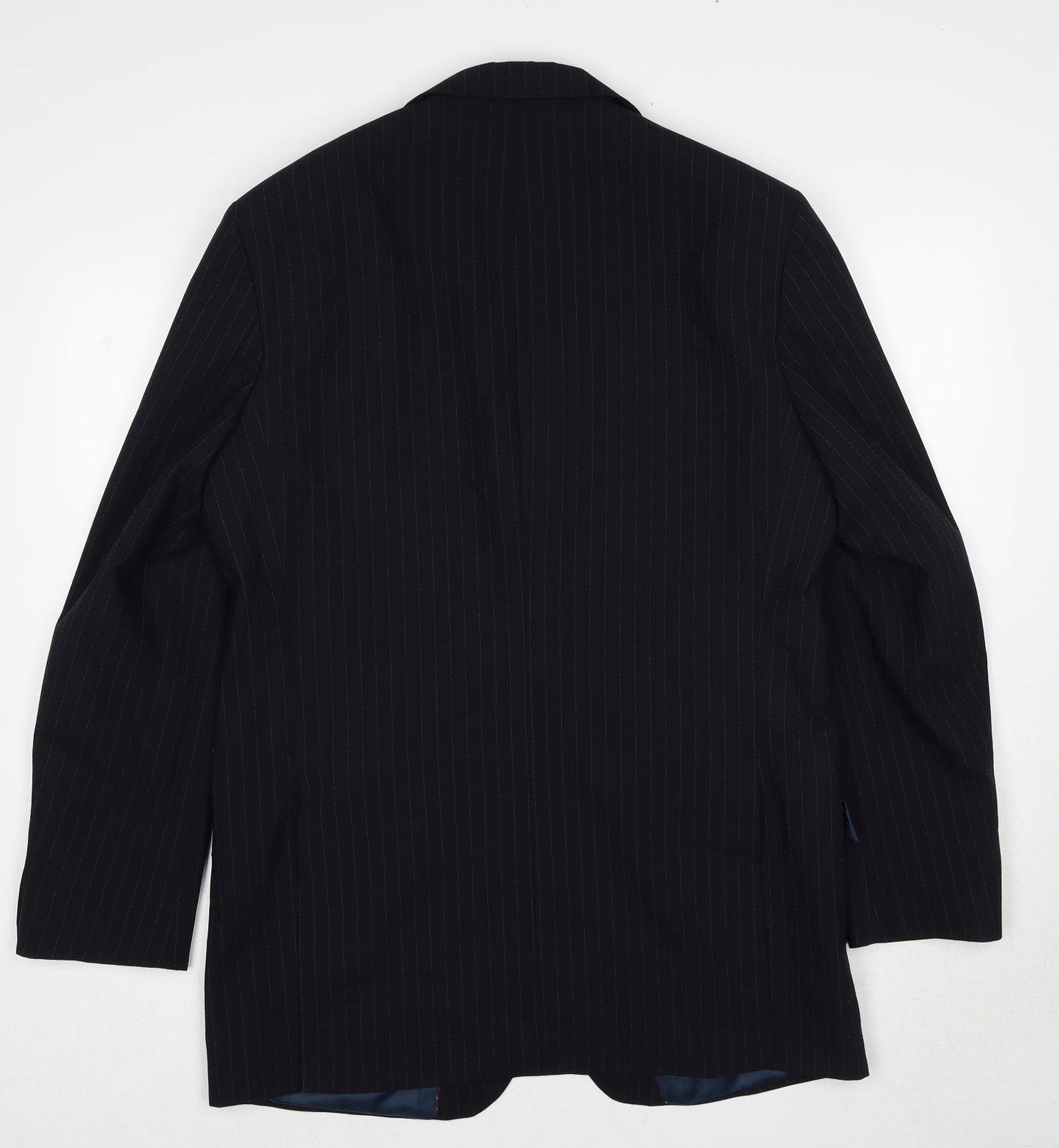 Marks and Spencer Mens Black Striped Polyacrylate Fibre Jacket Suit Jacket Size 42 Regular