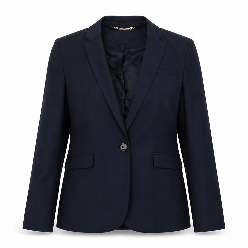 H&M Womens Blue Polyester Jacket Suit Jacket Size 10