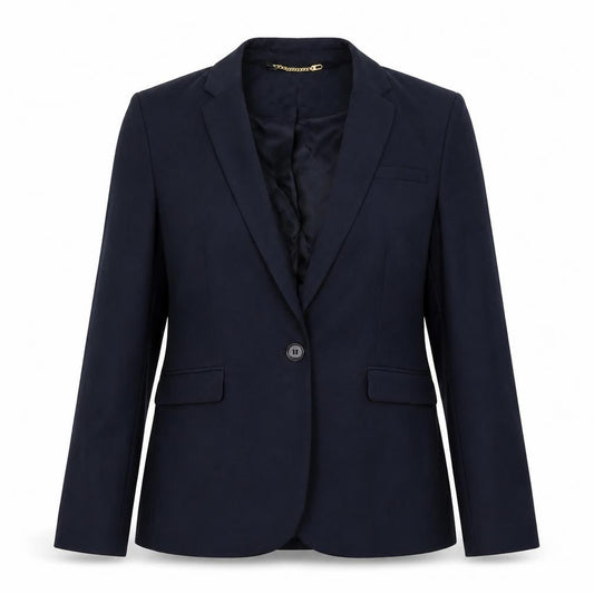 H&M Womens Blue Polyester Jacket Suit Jacket Size 10