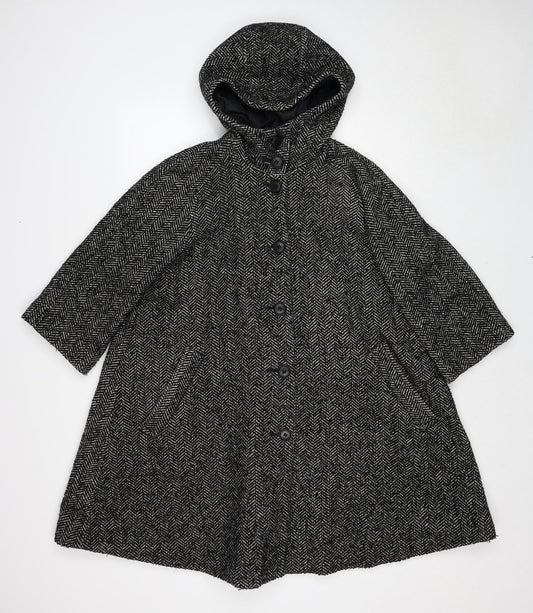 H&M Womens Black Geometric Jacket Size 6 Button