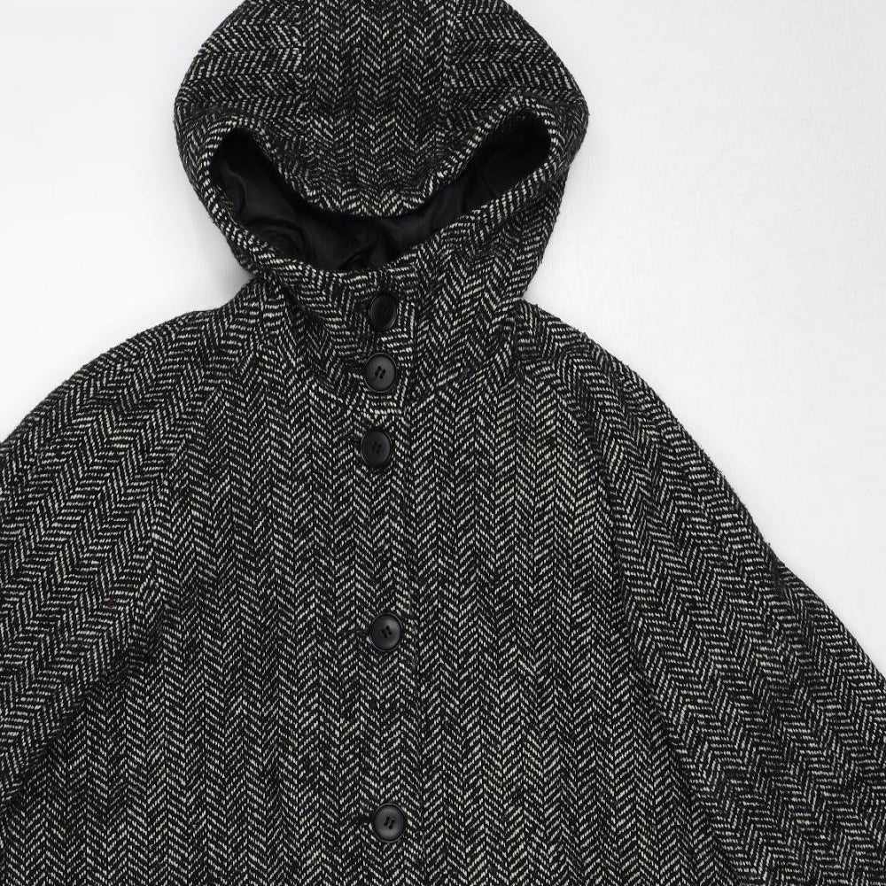 H&M Womens Black Geometric Jacket Size 6 Button