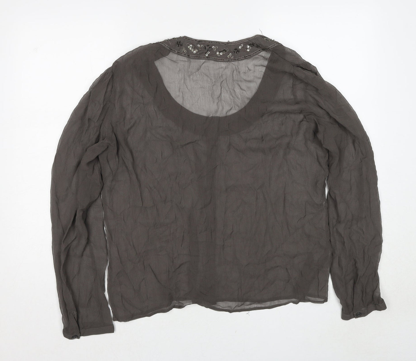 Cote Femme Womens Brown Polyester Basic Button-Up Size 20 Round Neck