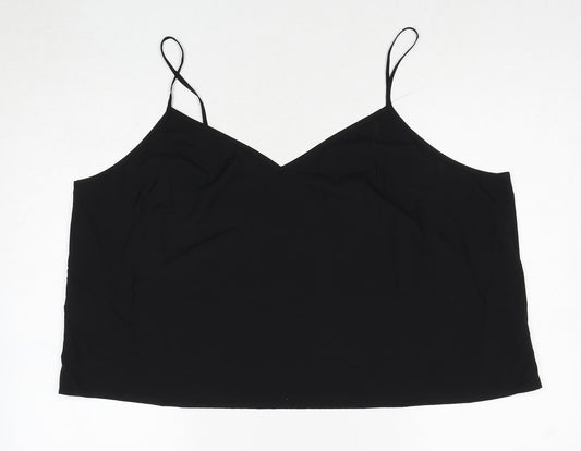 H&M Womens Black Polyester Basic Polo Size 22 V-Neck