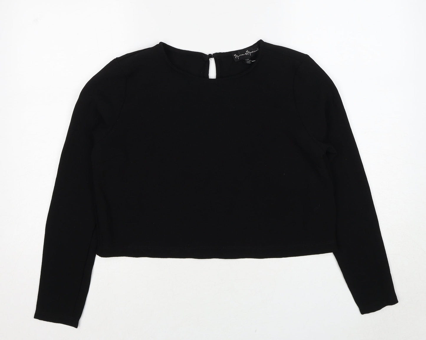 Mercer & Madison Womens Black Polyester Basic Blouse Size M Round Neck