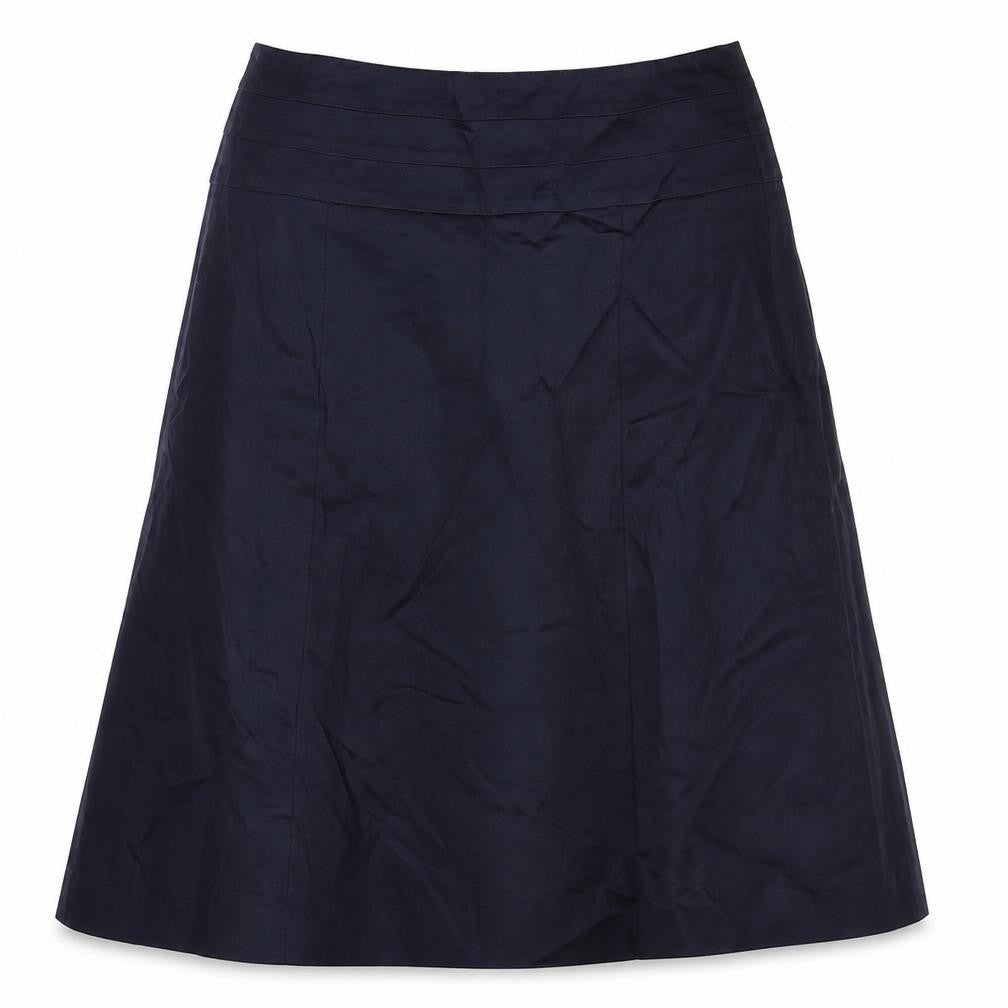 H&M Womens Blue Cotton A-Line Skirt Size 4 Zip