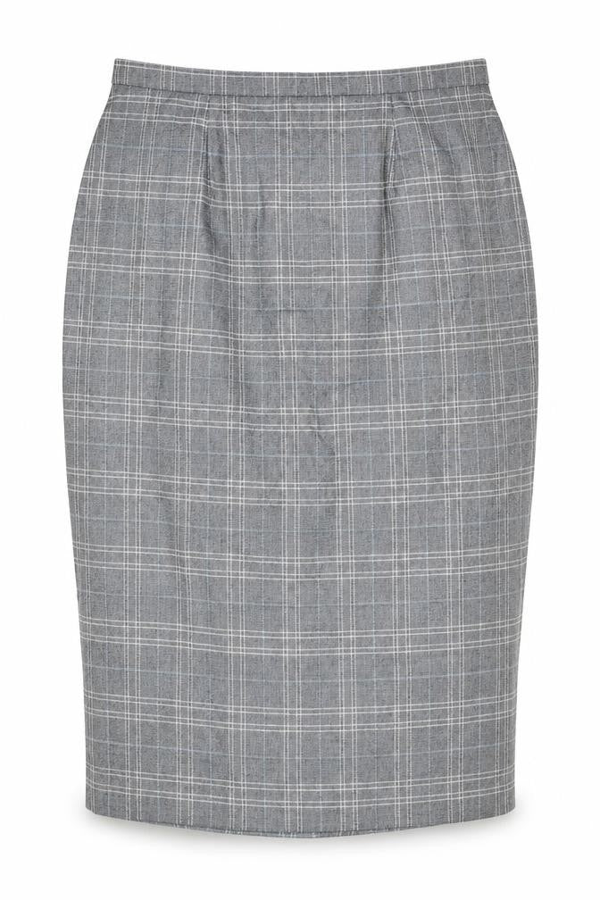 Marks & Spencer Womens Grey Plaid Polyester A-Line Skirt Size 12 Zip
