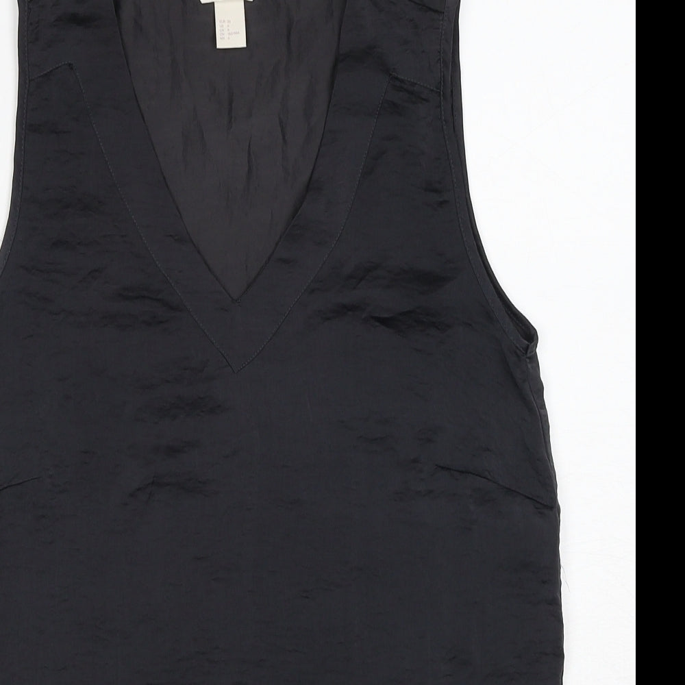 H&M Womens Grey Polyester Basic Tank Size 8 V-Neck